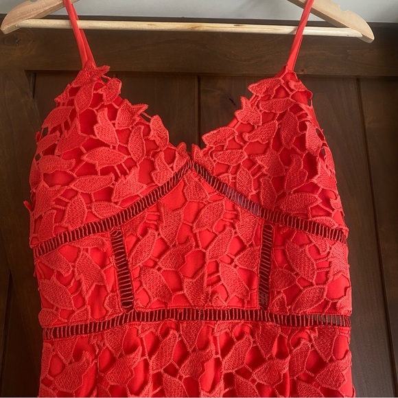 Love Ady Navy Lace Overlay Midi Dress XSmall VNeck Dress Preppy Party Retro Red - Picture 3 of 6